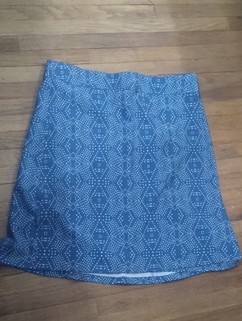 Blue Patterned A-Line Skirt